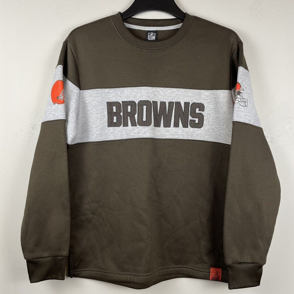 Cleveland Browns Sweatshirt‎ Medium NFL Team Apparel Brown Gray Crewneck Fleece - Picture 2 of 8